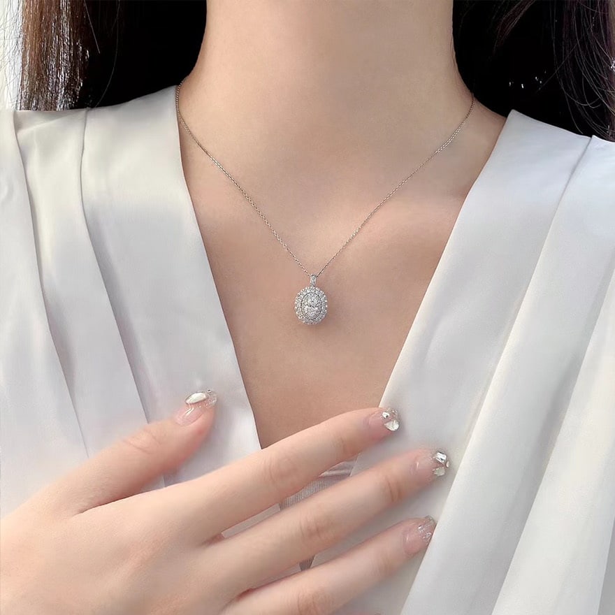 Gia Certified 14k Gold 1.00 Ctw Natural D Si2 Oval Diamond Ring/pendant( Without Chain ) - 3