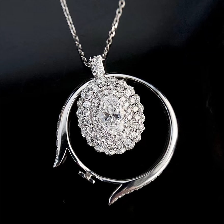 Gia Certified 14k Gold 1.00 Ctw Natural D Si2 Oval Diamond Ring/pendant( Without Chain ) - 5