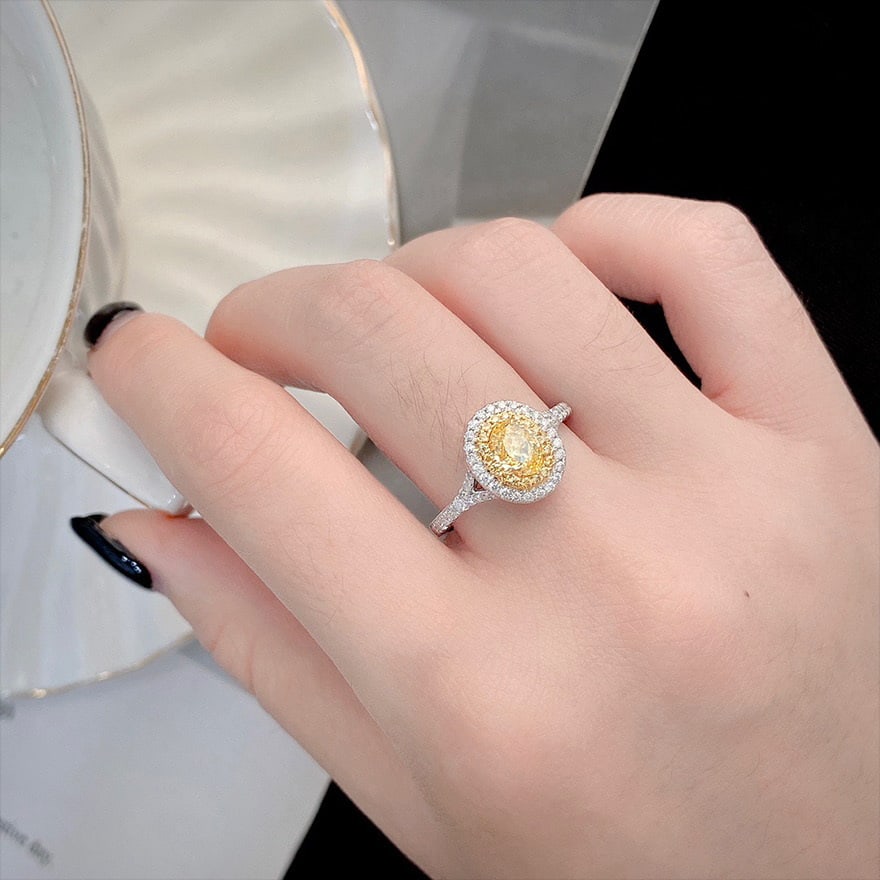 14k Gold 1.06 Ctw Natural Yellow Diamond & Diamond Ring - 4