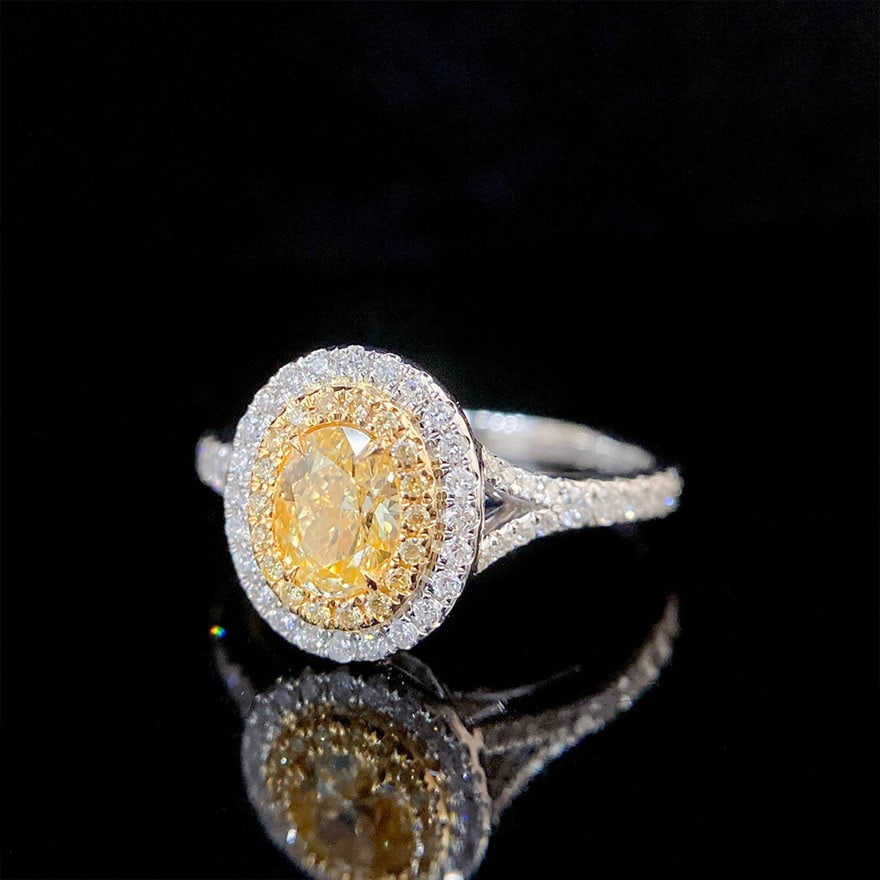 14k Gold 1.06 Ctw Natural Yellow Diamond & Diamond Ring - 6
