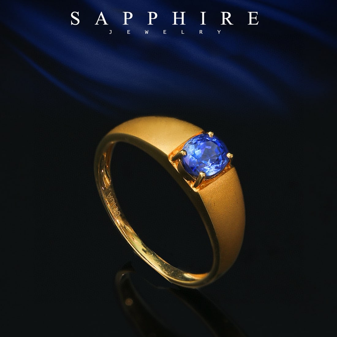 14k Gold 0.85 Ct Natural Sapphire Ring: Ref:231062254 // gold content:14k gold // ring size:7. 25us // // main gemstone:sapphire // shape:oval // carat weight:0. 85ct // color:blue // treatment:natural // Condition: New Low Estimate: