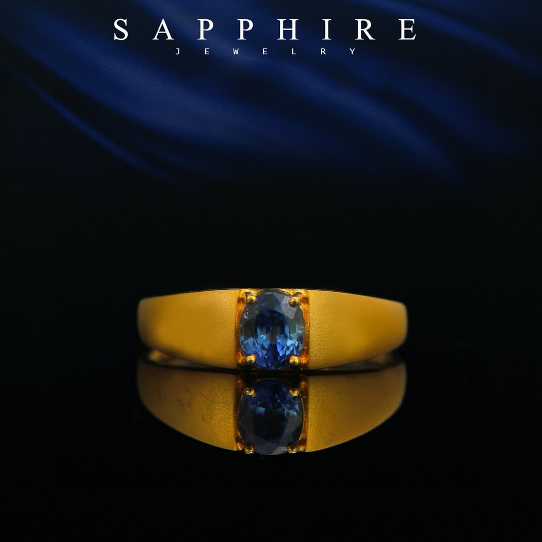 14k Gold 0.85 Ct Natural Sapphire Ring - 6