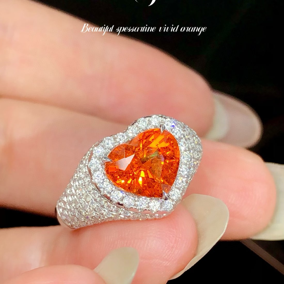 14k Gold 4.72 Ctw Natural Spessartine & Diamond Ring - 4