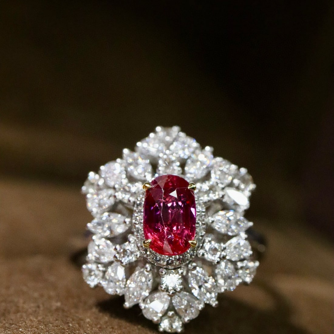 14k Gold 1.11 Ctw Natural Ruby & Diamond Ring: Ref:231062260 // gold content:14k gold // ring size:7. 25us // // main gemstone:ruby // shape:oval // carat weight:1. 03ct // color:red // treatment:natural // // adjacent gemstone 2 : diamond //