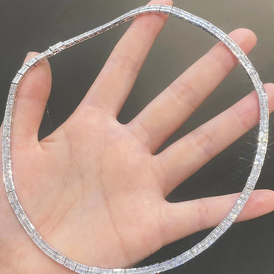 14k Gold 6.5 Ct Natural H Diamond Necklace - 6