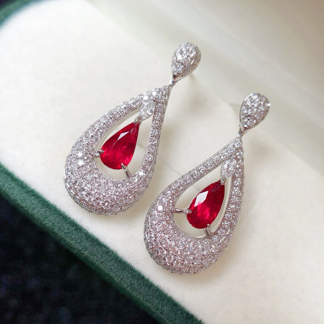 14k Gold 2.63 Ctw Natural Ruby & Diamond Earrings - 2