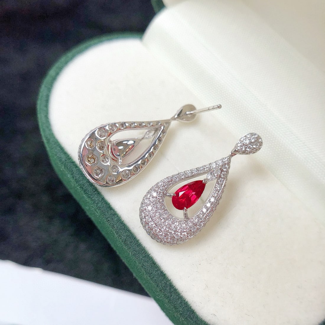 14k Gold 2.63 Ctw Natural Ruby & Diamond Earrings - 5