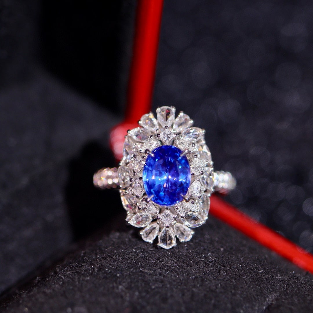 14k Gold 2.59 Ctw Natural Sapphire & Diamond Ring - 2