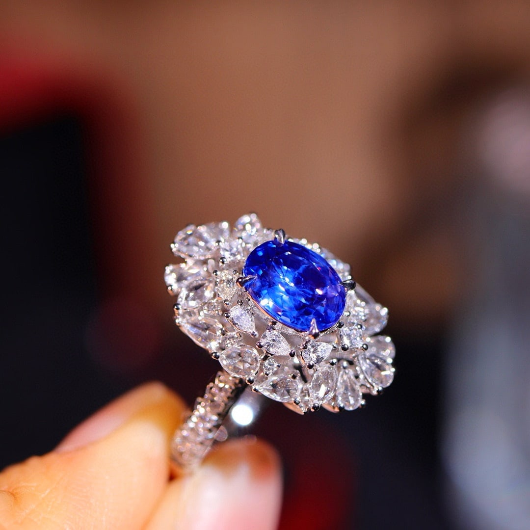 14k Gold 2.59 Ctw Natural Sapphire & Diamond Ring - 4