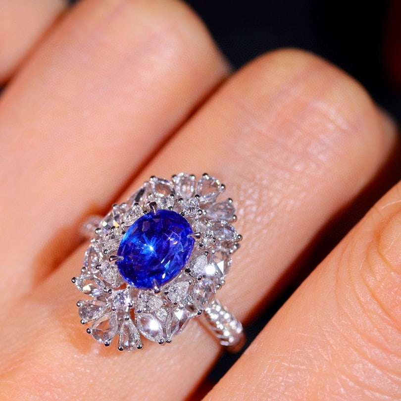 14k Gold 2.59 Ctw Natural Sapphire & Diamond Ring - 5