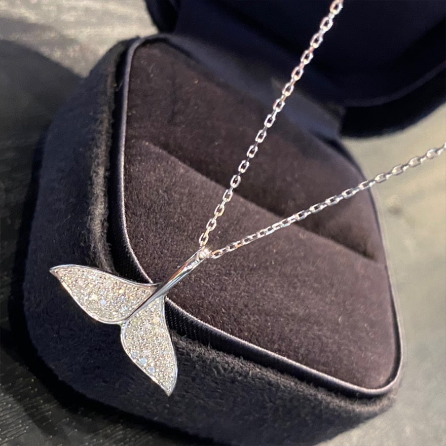 14k Gold 0.26 Ct Natural H Diamond Necklace - 2