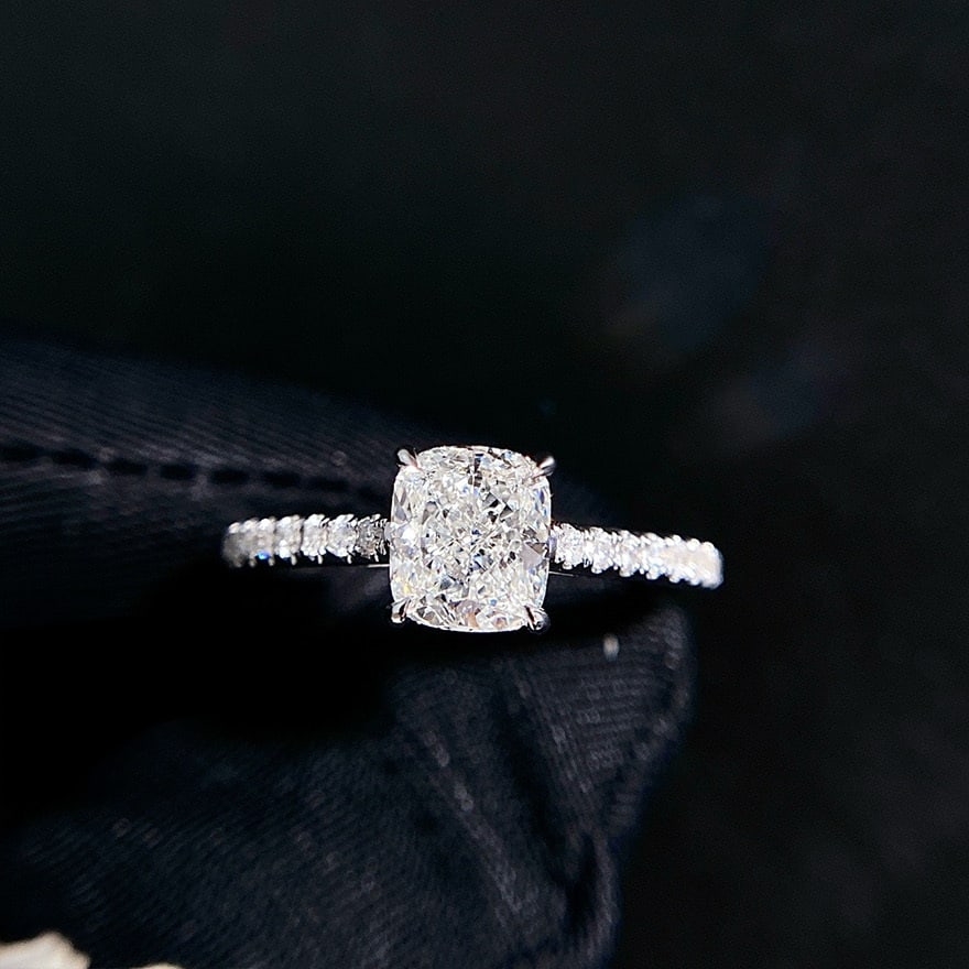 Gia Certified 14k Gold 1 Ct Natural E Si2 Cushion Diamond Ring - 2