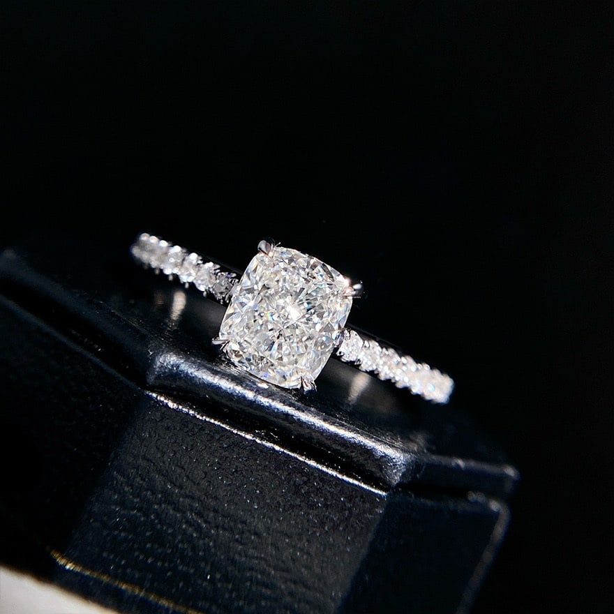 Gia Certified 14k Gold 1 Ct Natural E Si2 Cushion Diamond Ring - 3