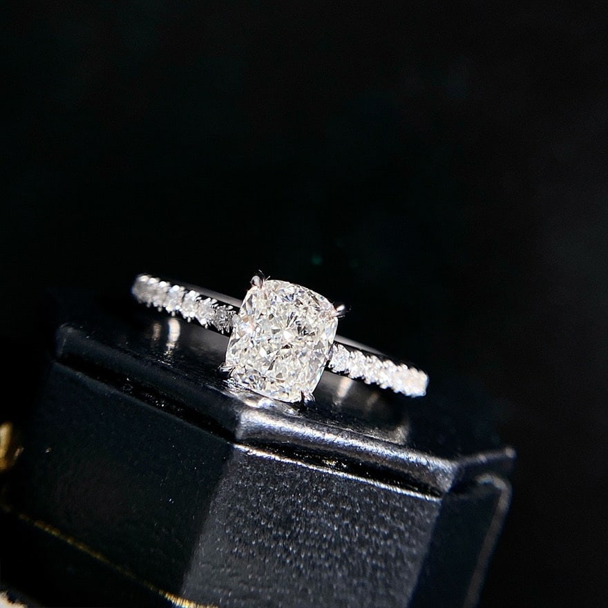 Gia Certified 14k Gold 1 Ct Natural E Si2 Cushion Diamond Ring - 4