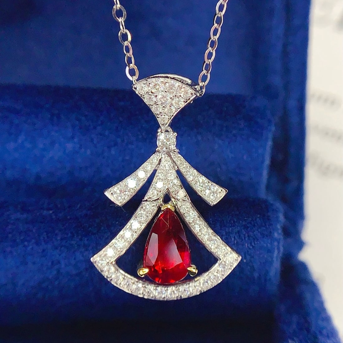 14k Gold 1.01 Ct Natural Ruby & Diamond Pendant( Without Chain ) - 2