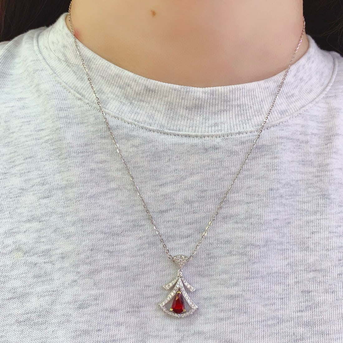 14k Gold 1.01 Ct Natural Ruby & Diamond Pendant( Without Chain ) - 6