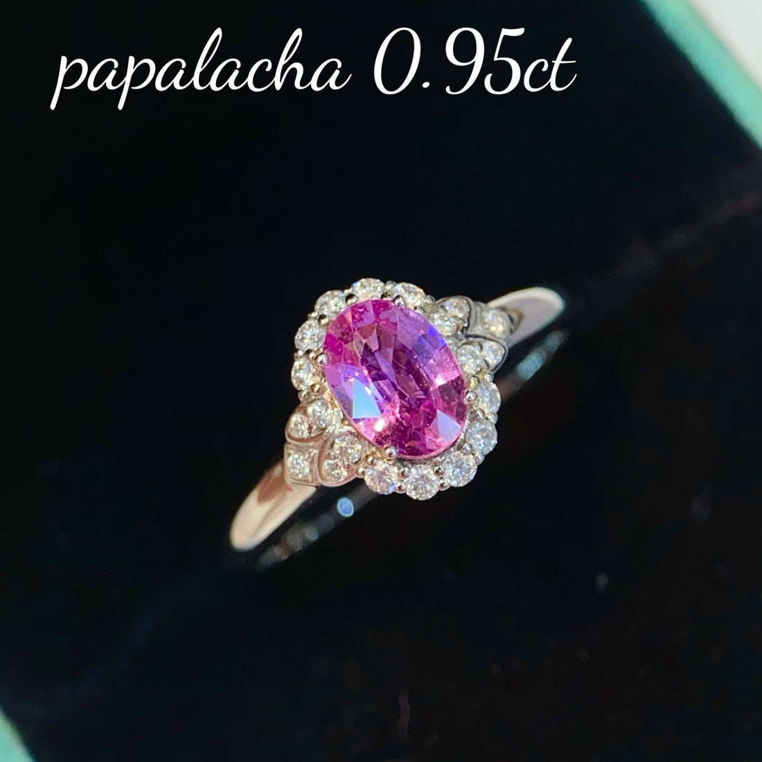 14k Gold 0.95 Ct Natural Padparadscha Sapphire & Diamond Ring - 4