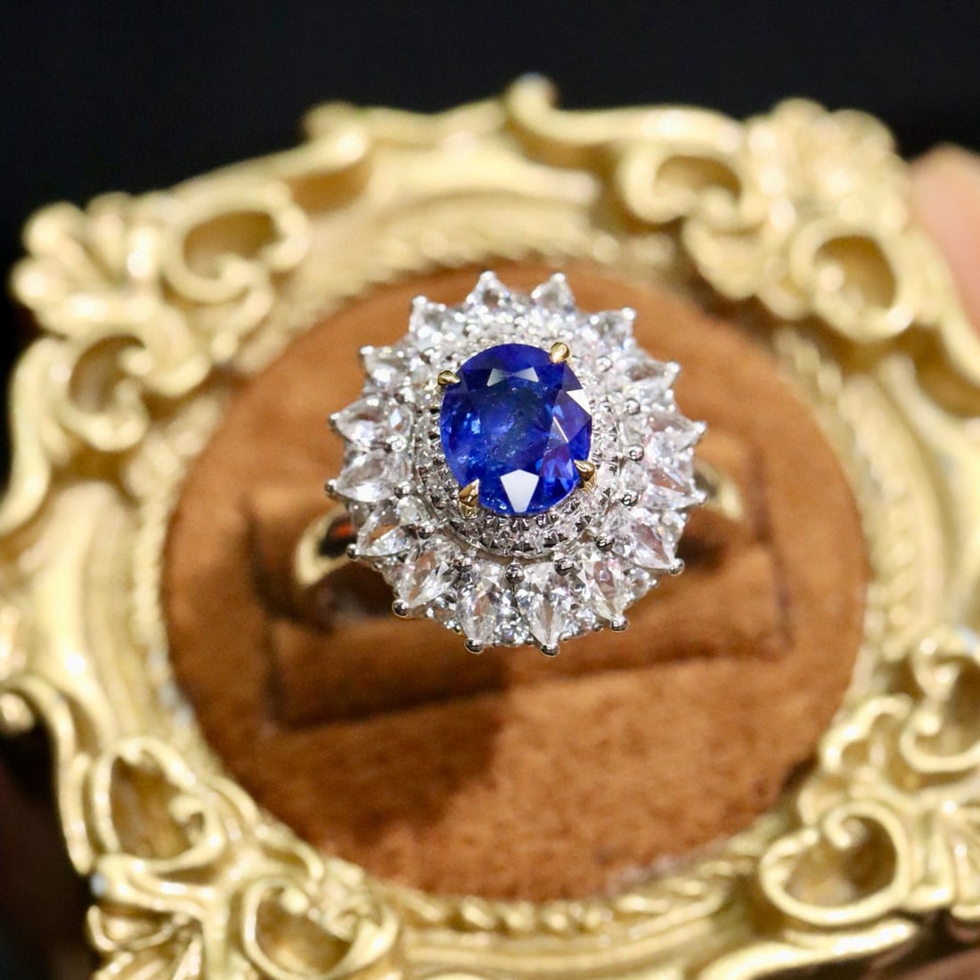 14k Gold 1.40 Ctw Natural Sapphire & Diamond Ring - 2