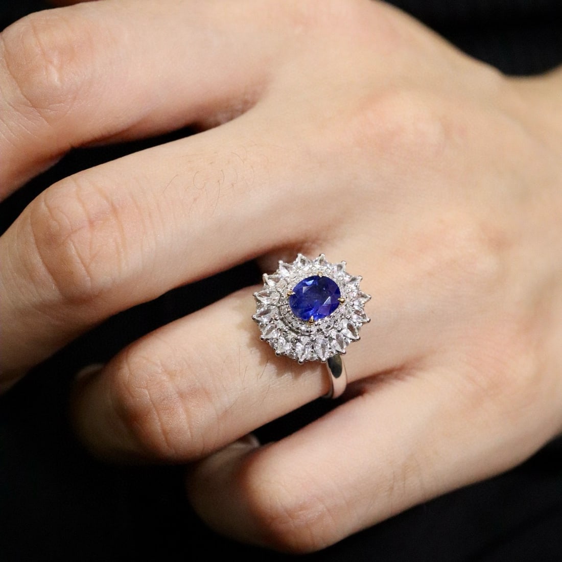 14k Gold 1.40 Ctw Natural Sapphire & Diamond Ring - 4