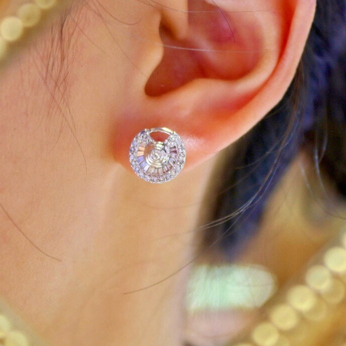 14k Gold 0.50 Ct Natural H Diamond Earrings - 4