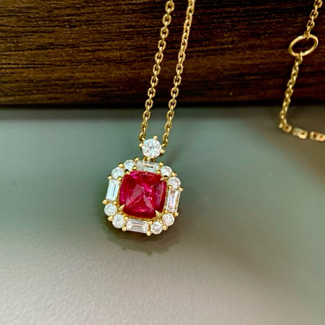 14k Gold 1.23 Ctw Natural Ruby & Diamond Necklace - 2