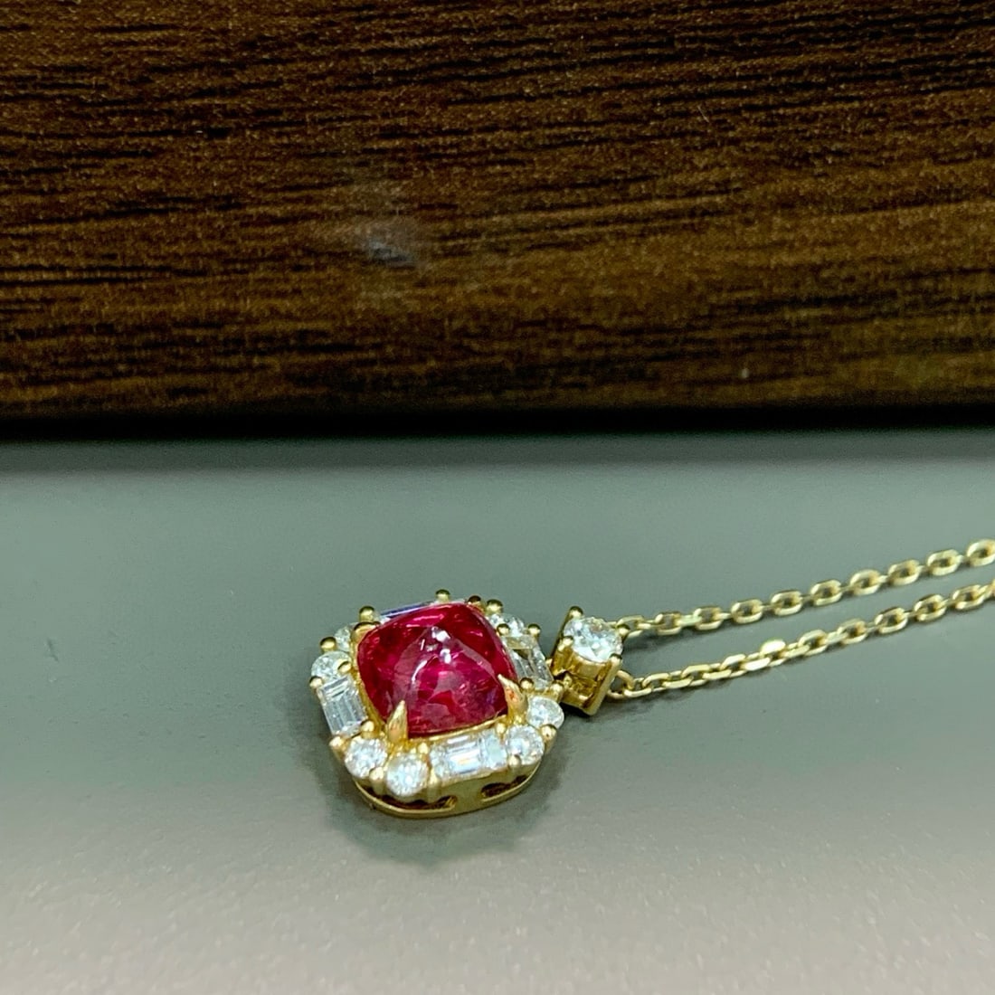 14k Gold 1.23 Ctw Natural Ruby & Diamond Necklace - 3