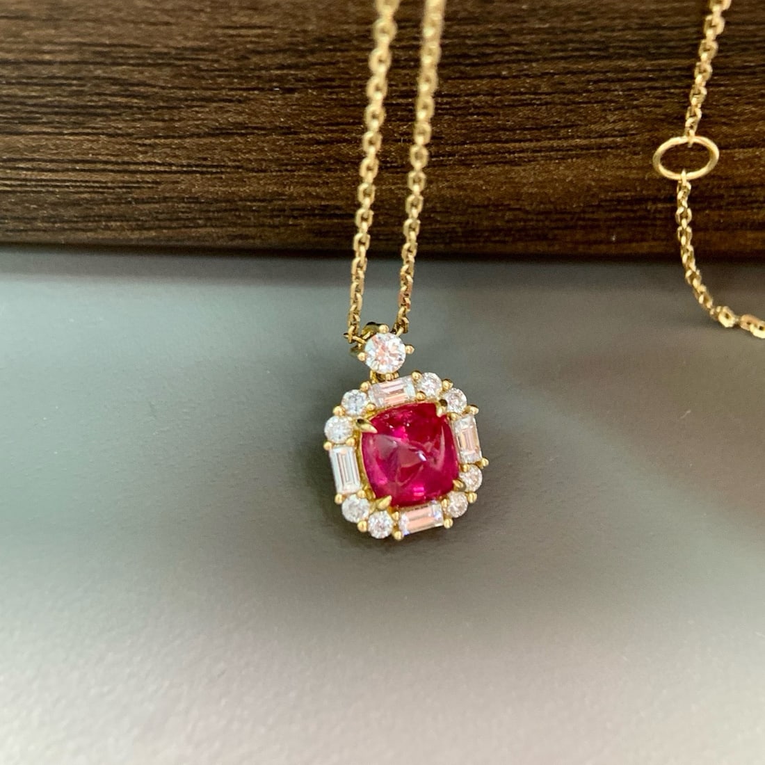 14k Gold 1.23 Ctw Natural Ruby & Diamond Necklace - 4