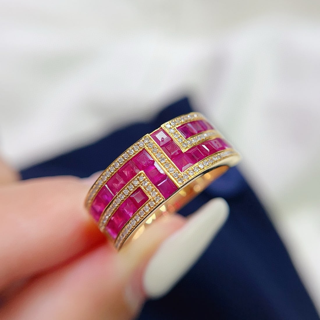 14k Gold 3.00 Ct Natural Ruby & Diamond Ring - 5