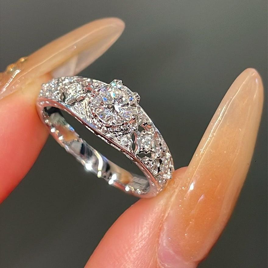 14k Gold 0.5 Ct Natural H Diamond Ring - 2