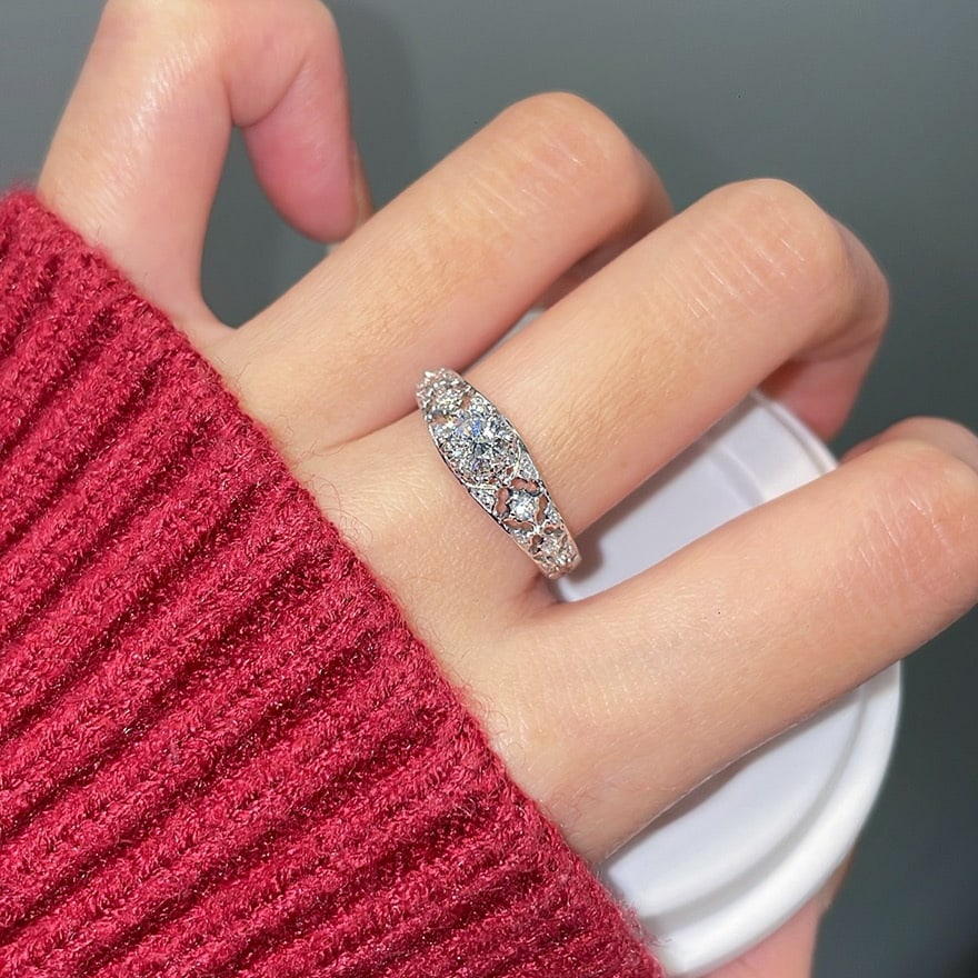 14k Gold 0.5 Ct Natural H Diamond Ring - 3