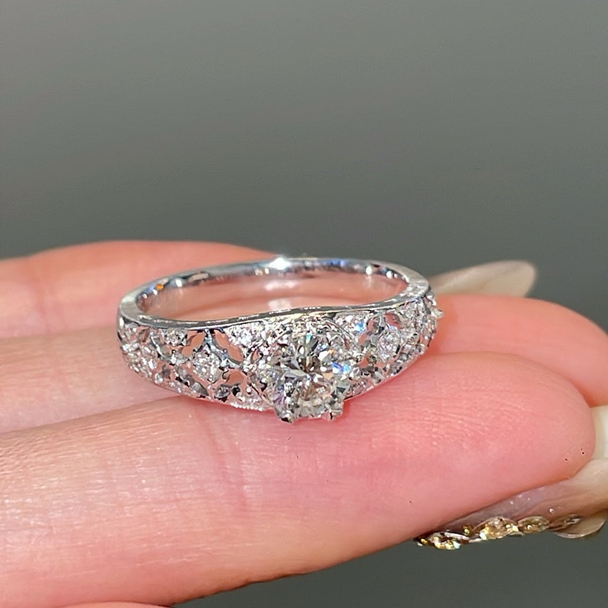 14k Gold 0.5 Ct Natural H Diamond Ring - 4