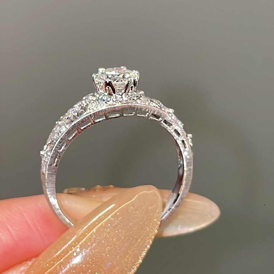 14k Gold 0.5 Ct Natural H Diamond Ring - 5
