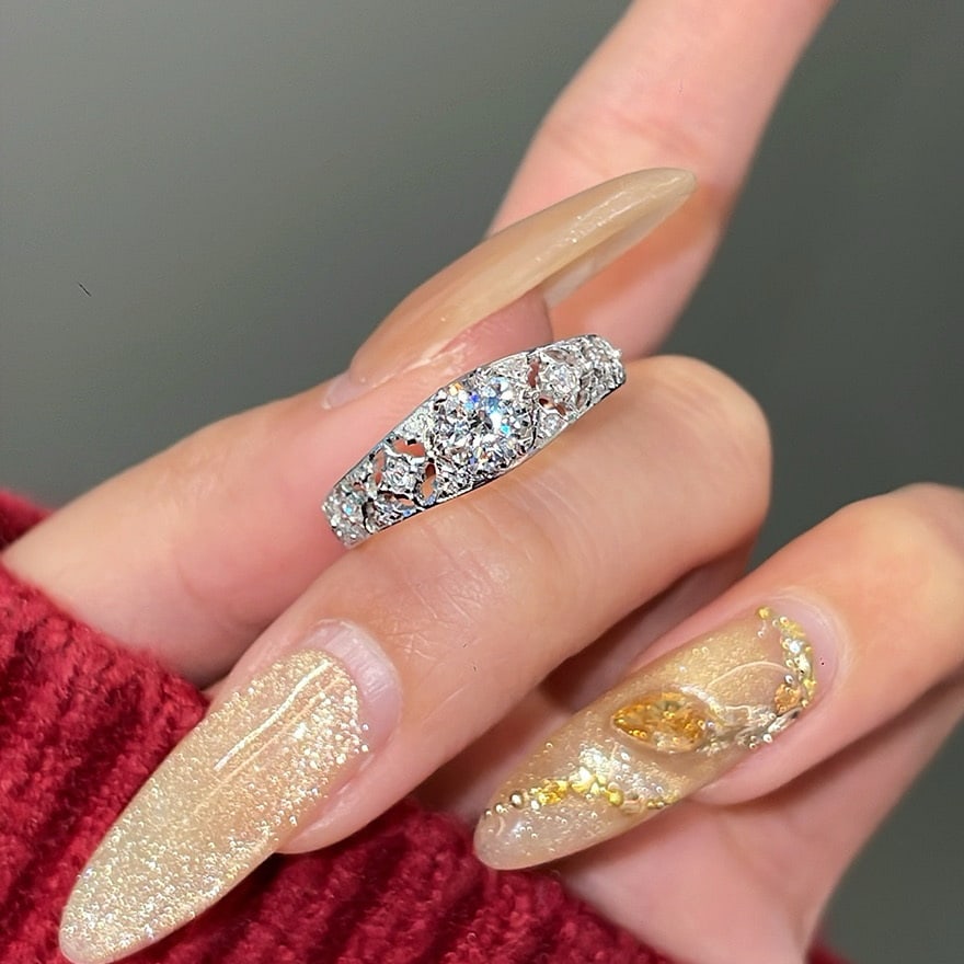14k Gold 0.5 Ct Natural H Diamond Ring - 6