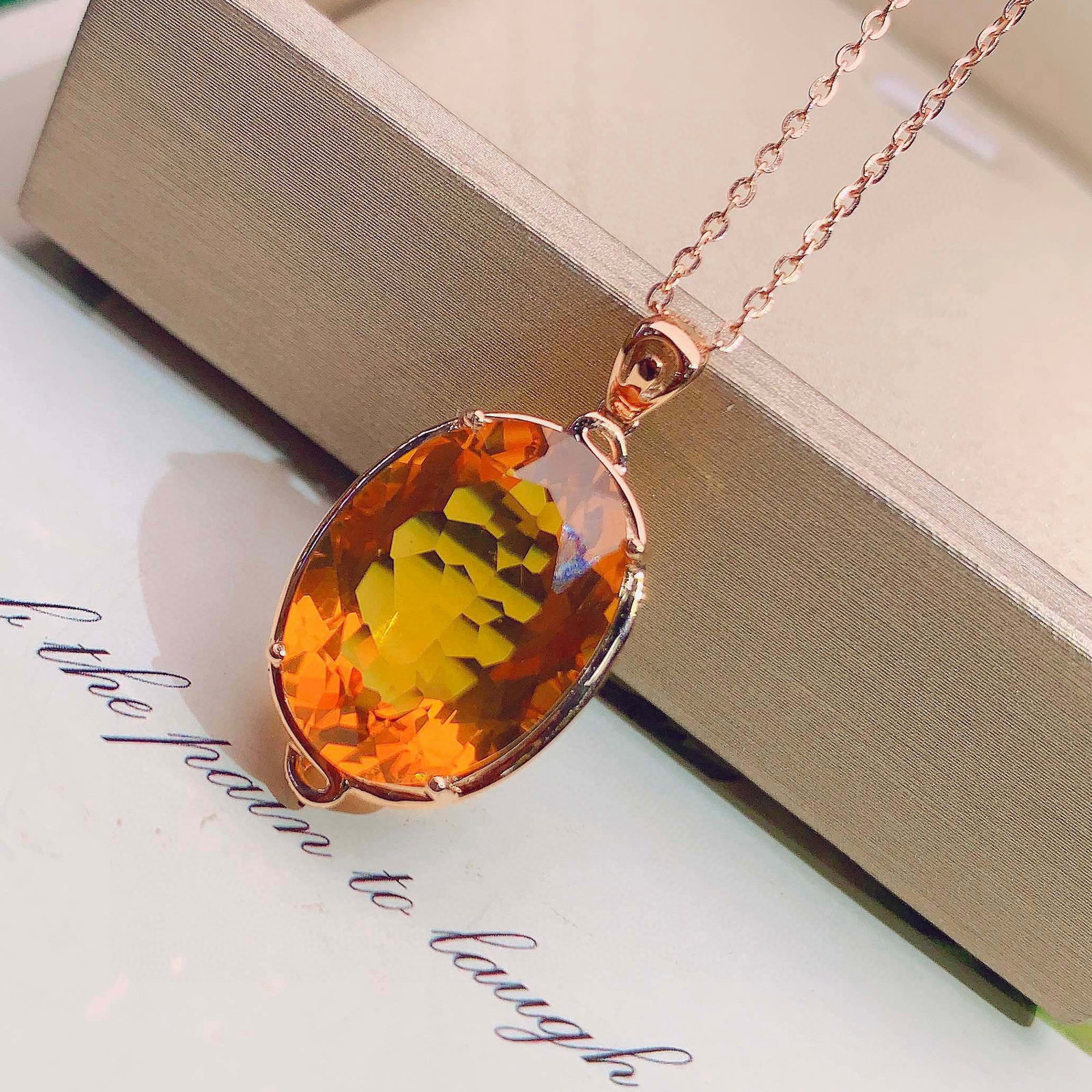 14k Gold 11.55 Ct Natural Citrine Pendant( Without Chain ) - 3