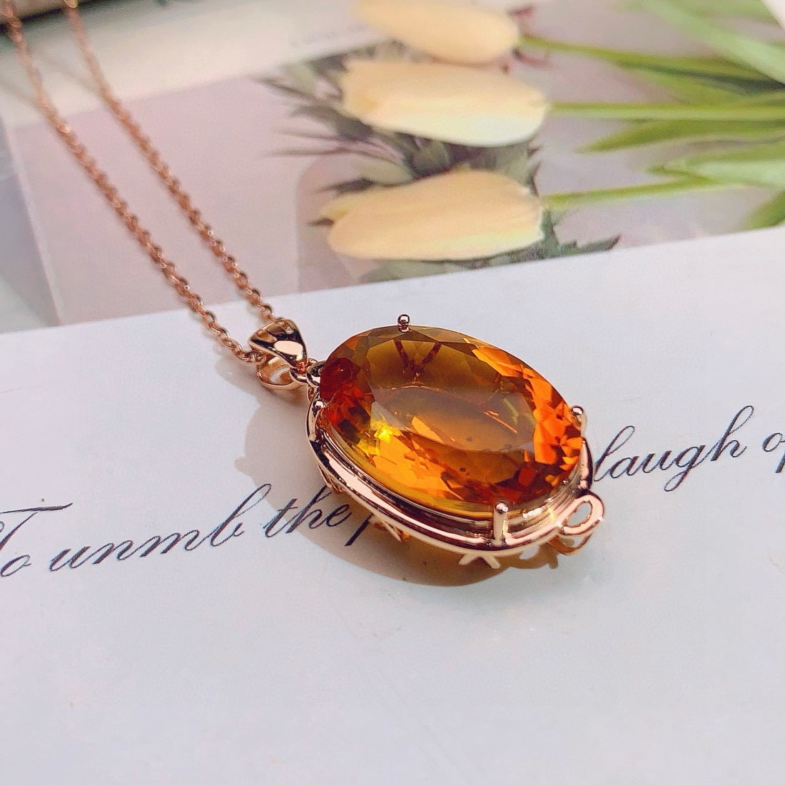 14k Gold 11.55 Ct Natural Citrine Pendant( Without Chain ) - 4