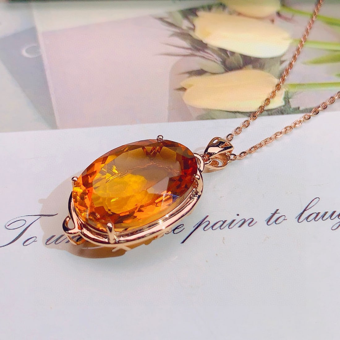 14k Gold 11.55 Ct Natural Citrine Pendant( Without Chain ) - 6