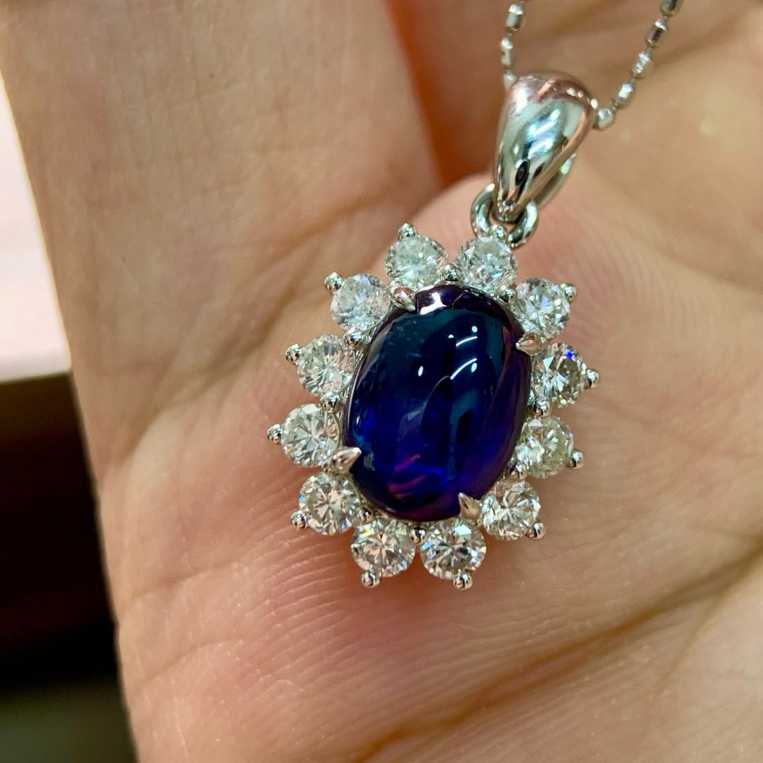 14k Gold 2.65 Ctw Natural Sapphire & Diamond Pendant( Without Chain ) - 6
