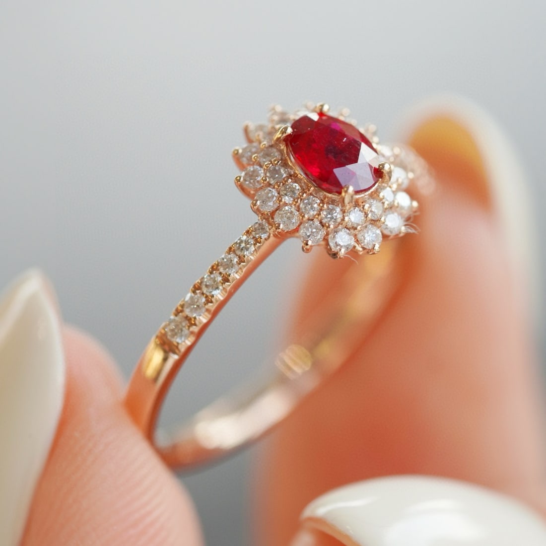 14k Gold 0.8 Ctw Natural Ruby & Diamond Ring - 4