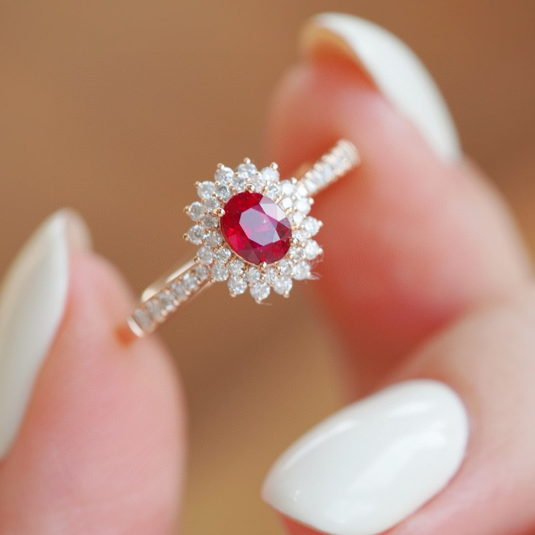 14k Gold 0.8 Ctw Natural Ruby & Diamond Ring - 6