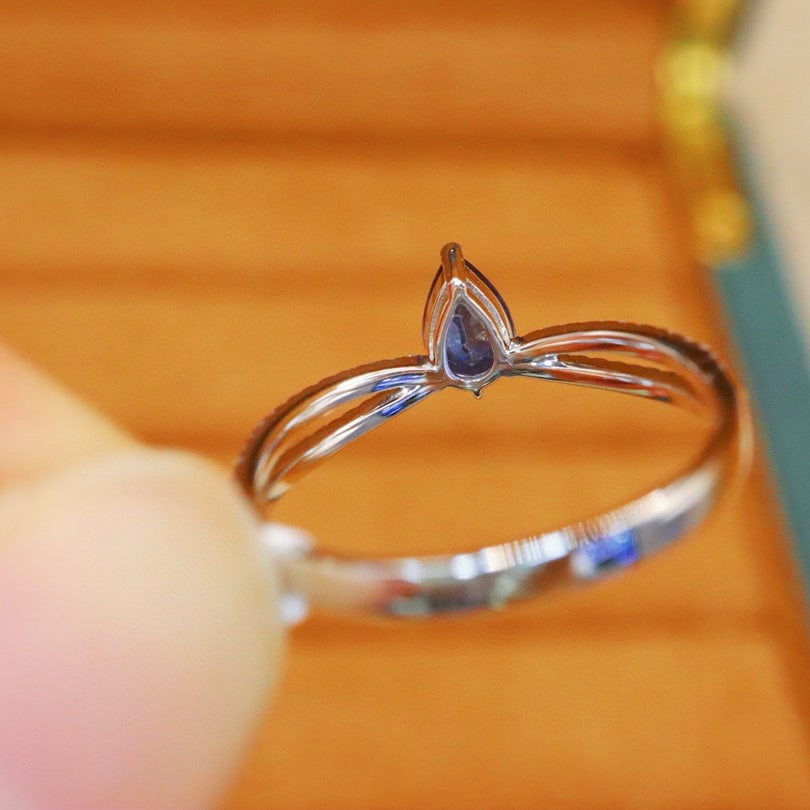 14k Gold 0.75 Ctw Natural Sapphire & Diamond Ring - 5