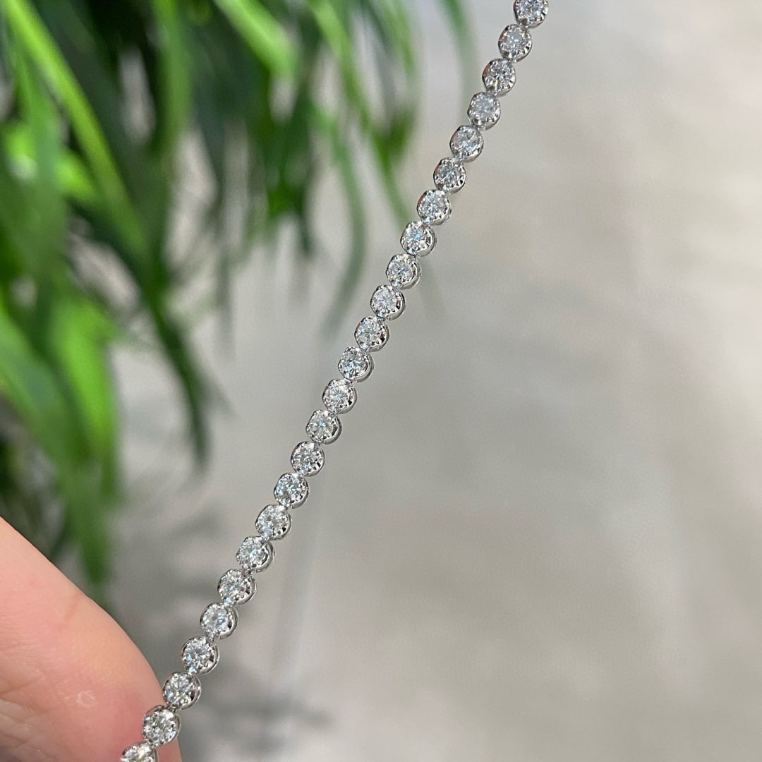 14k Gold 2 Ct Natural H Diamond Bracelet - 3