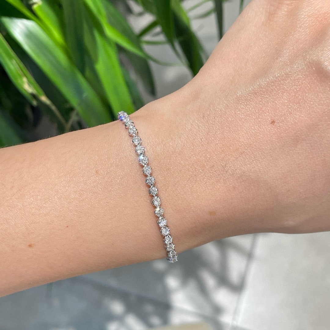 14k Gold 2 Ct Natural H Diamond Bracelet - 4