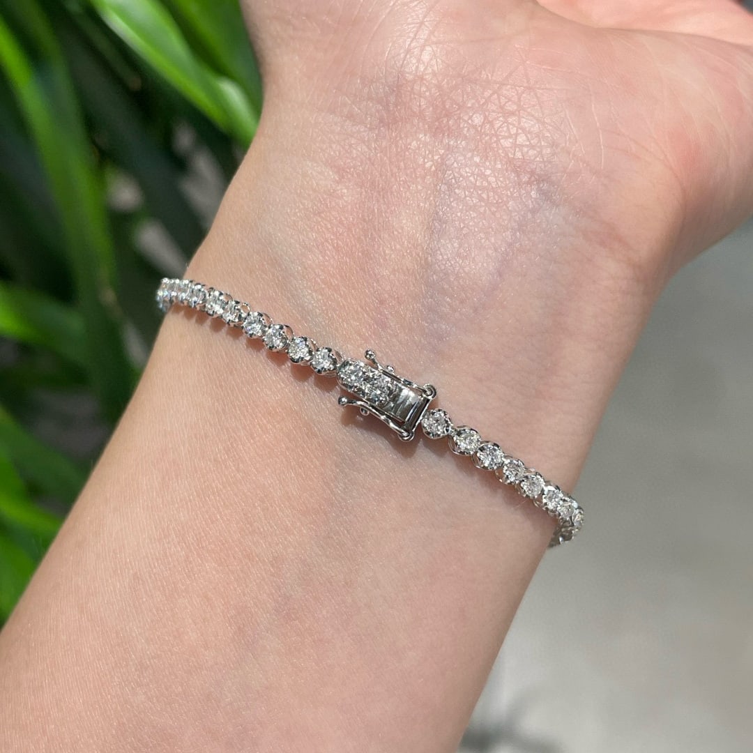 14k Gold 2 Ct Natural H Diamond Bracelet - 5