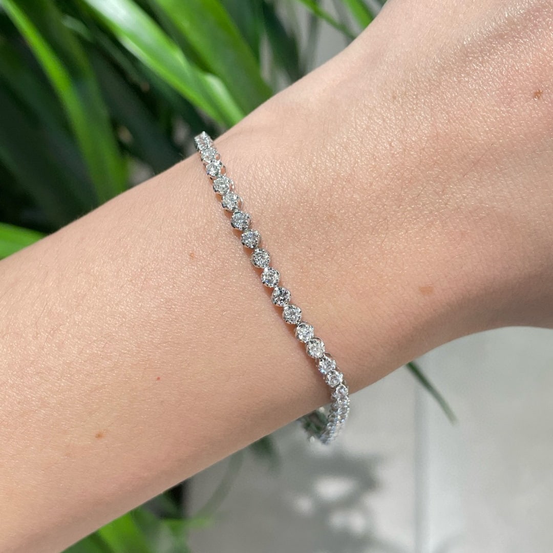 14k Gold 2 Ct Natural H Diamond Bracelet - 6