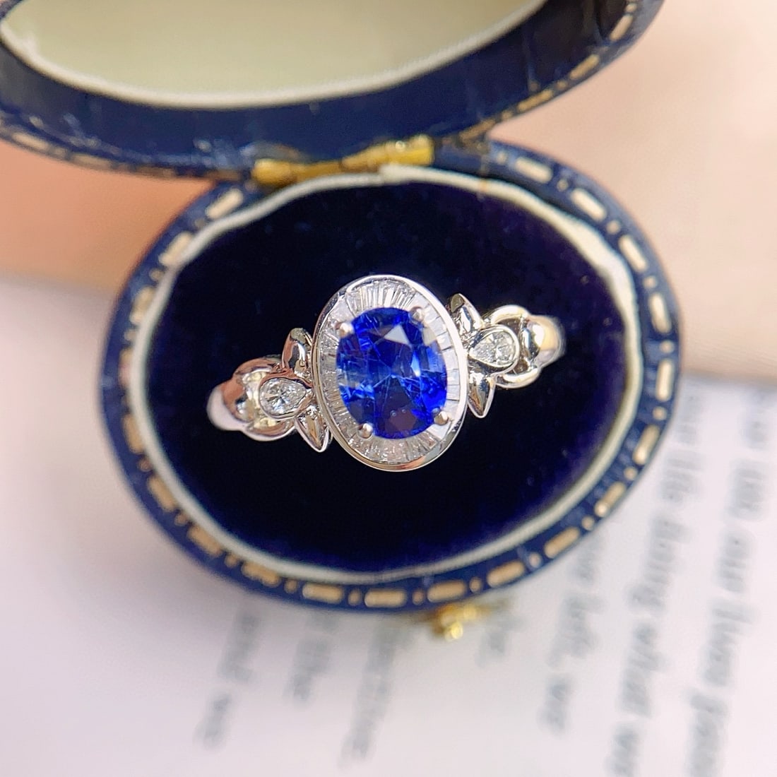 14k Gold 1.15 Ct Natural Sapphire & Diamond Ring - 2