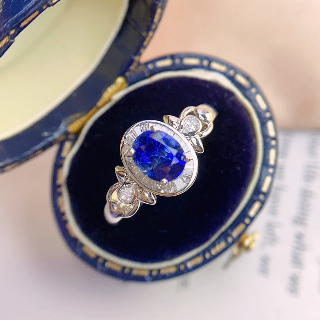 14k Gold 1.15 Ct Natural Sapphire & Diamond Ring - 4