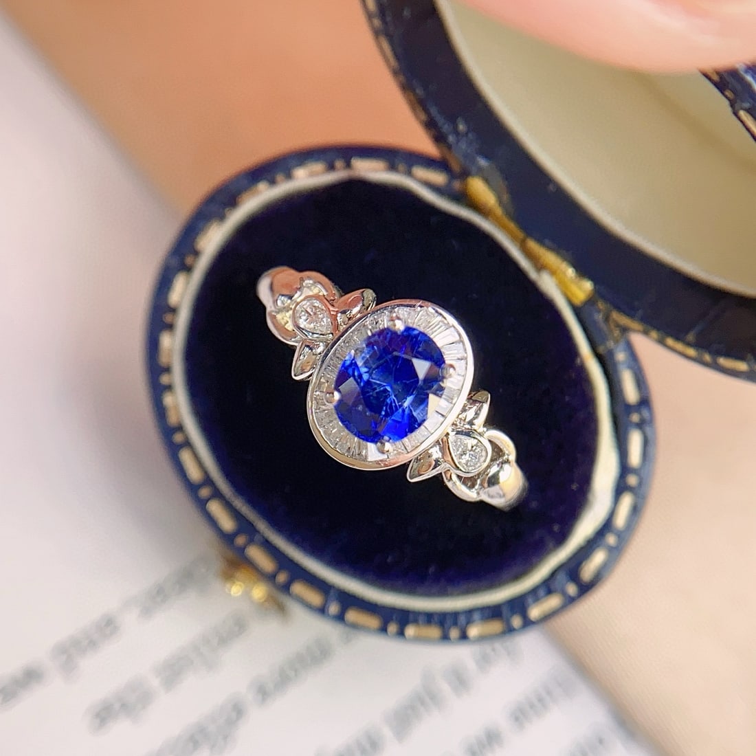 14k Gold 1.15 Ct Natural Sapphire & Diamond Ring - 5