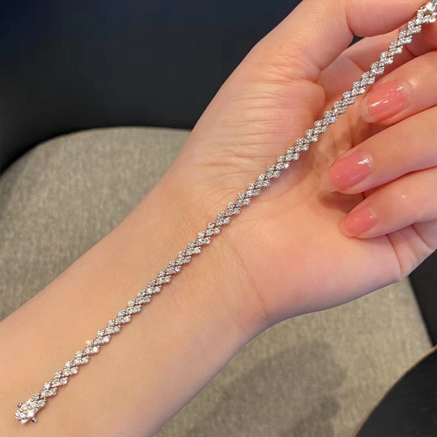 14k Gold 3.33 Ct Natural H Diamond Bracelet - 4