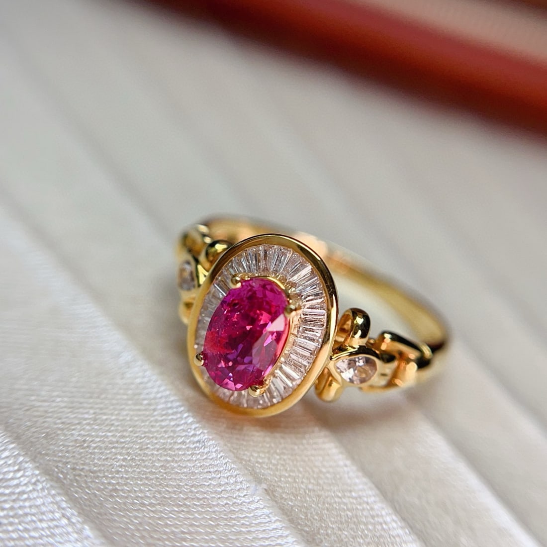 14k Gold 1.00 Ct Natural Ruby & Diamond & Sapphire Ring - 2