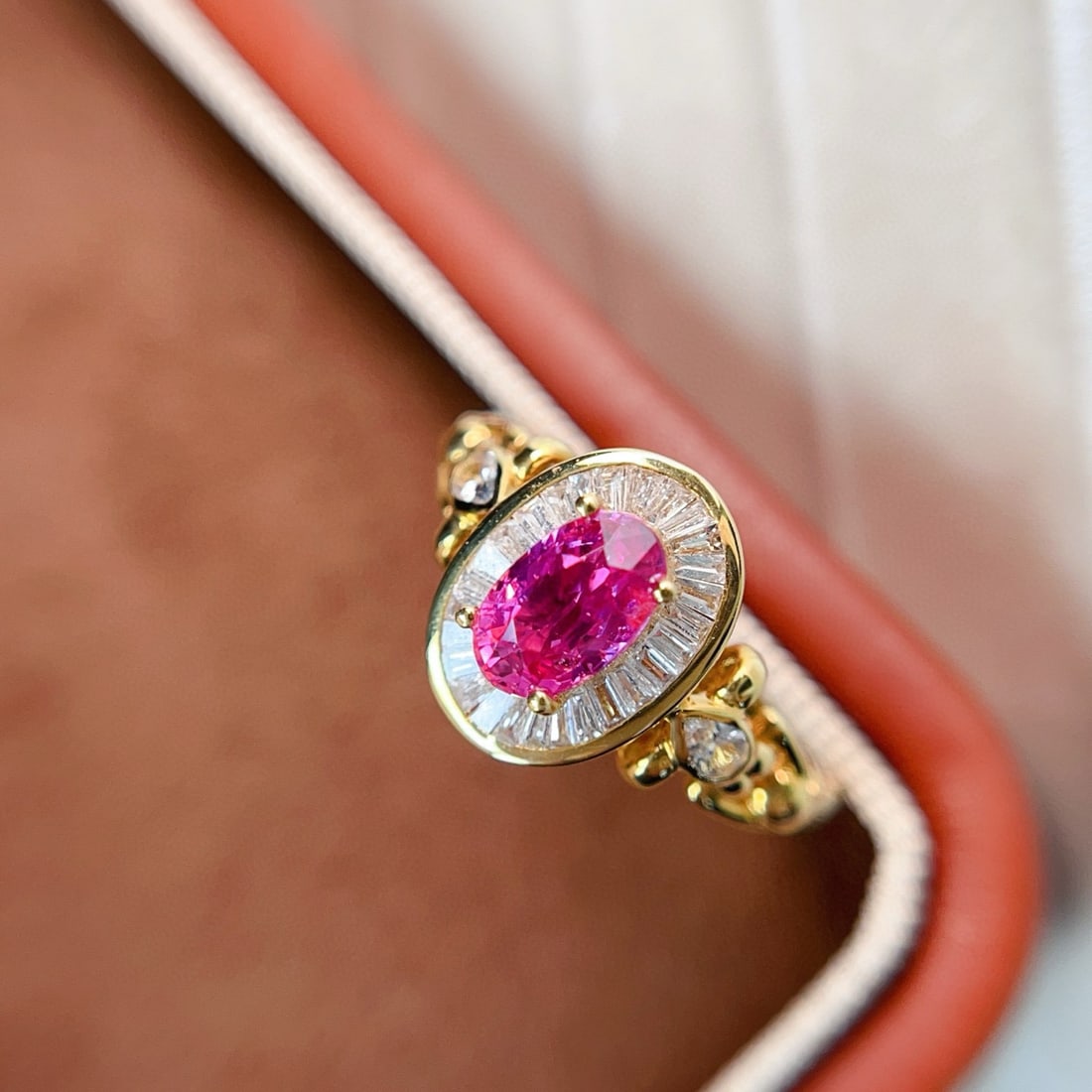 14k Gold 1.00 Ct Natural Ruby & Diamond & Sapphire Ring - 4